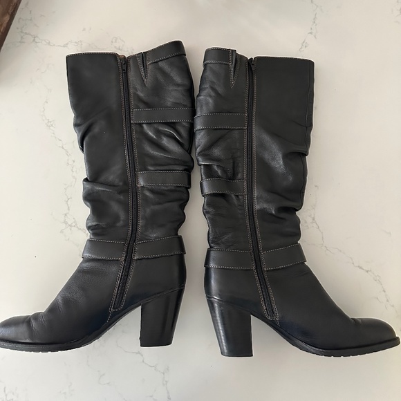 Sofft Wide Calf Black Slouchy Boots - Picture 2 of 5